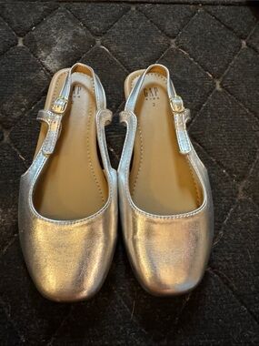 GAP Kids Metallic Silver Slingback Ballet Flats